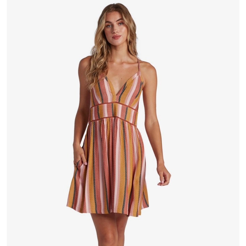Roxy New Silver Light Dress, Auburn Multi Stripe